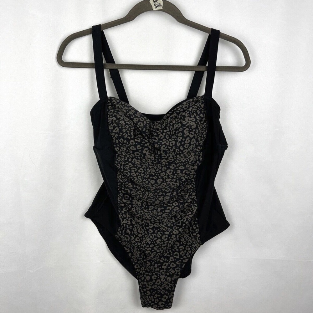 Ava & Viv One Piece Swimsuit Woman 14 Black Animal Print Adjustable Straps